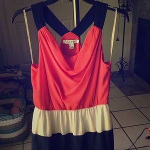 F21 coral/white/navy dress